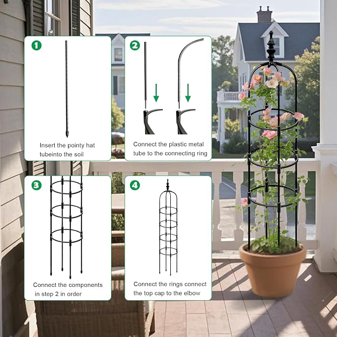 Trellis for Climbing Plants Outdoor 1Pcs Garden Obelisk 6Ft, Metal Pipe Tomato - Image 9
