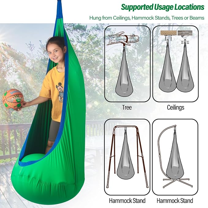 Kids Pod Swing Seat, Max 300 Lbs, Child Sensory Swing Chair Indoor & Outdoor - Image 6