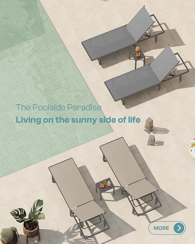 Pool Lounge Chairs Set of 3，Outdoor Lounge Chairs - Image 3