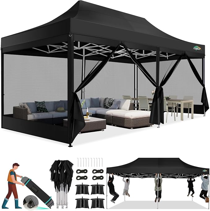 COBIZI 10x20 Canopy Tent, Heavy Duty Pop up Canopy by COBIZI