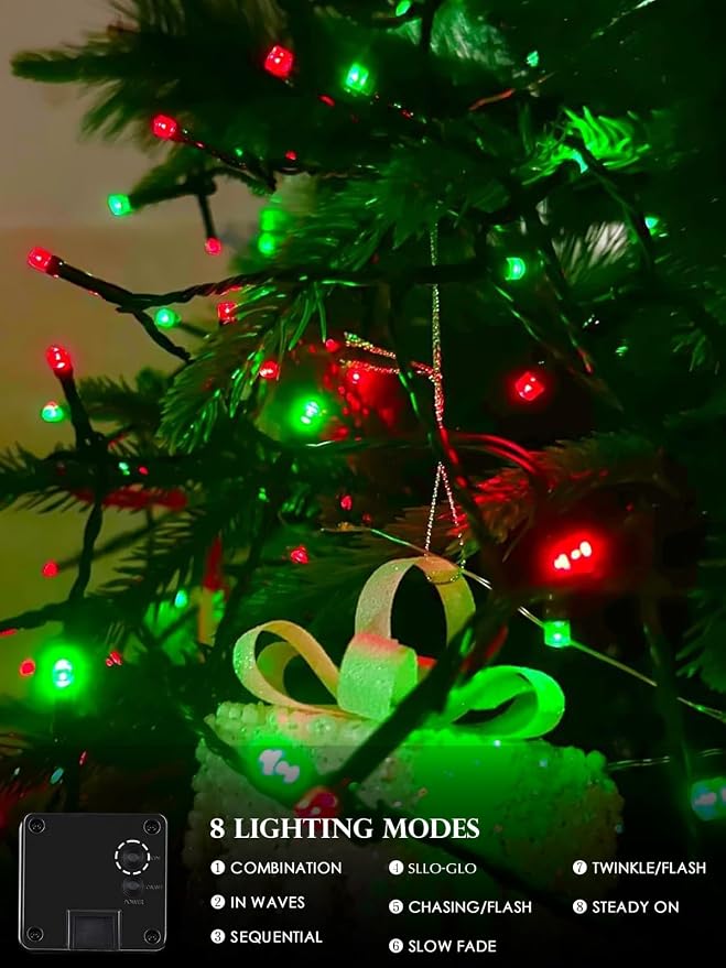 Red Green Solar Christmas Lights Outdoor Decorations Waterproof, Tatal 4 Pack - Image 2