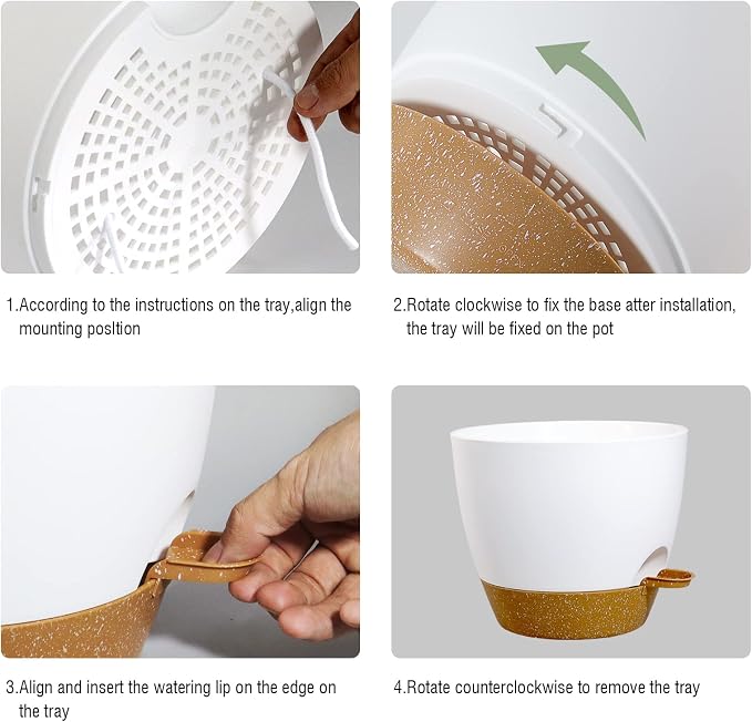 10 inch Self Watering Pots, 2 Pack Plastic Planters - Image 4