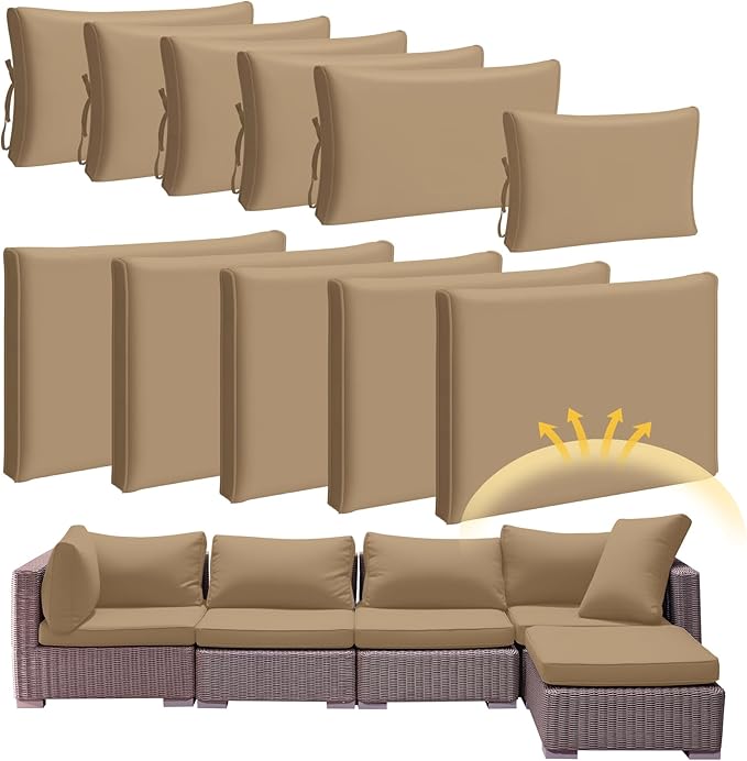 Patelai 11 Pcs Waterproof Patio Cushion Covers by Patelai
