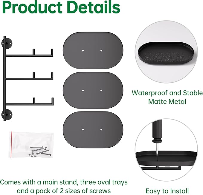 Rotating Window Shelves for Multiple Plants Indoor, 3-tier Metal Corner Black - Image 5