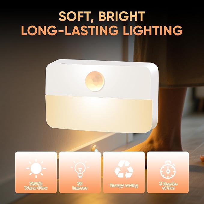 Motion Sensor Night Light for Indoor: 6 Pack Battery Operated Stair Lights LED - Image 6