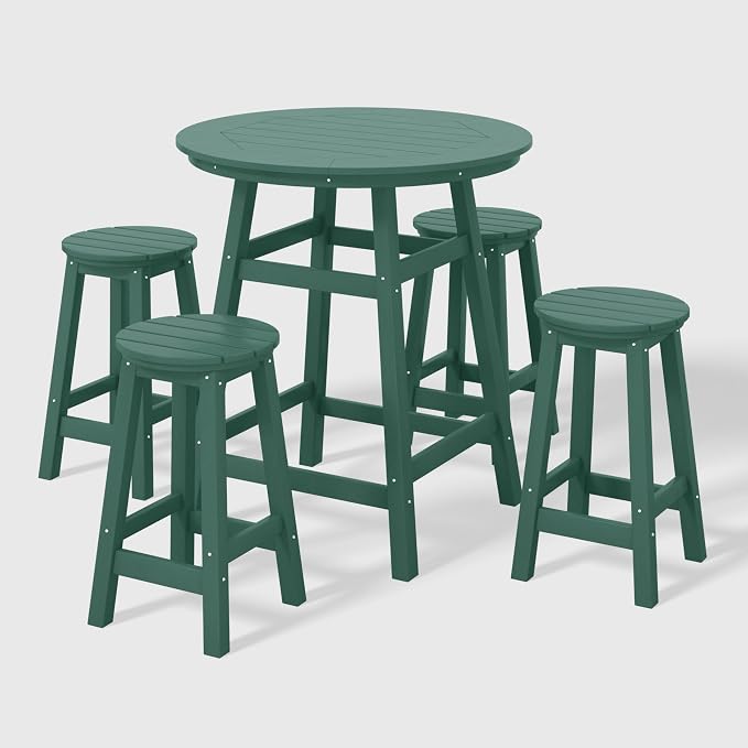 WestinTrends Malibu 5-Piece HDPE Outdoor Patio Dining Bar Bistro Table Set by WestinTrends