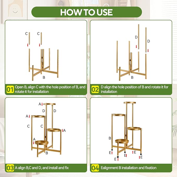 4 Tier 31 Inch Plant Stand Indoor Outdoor, Metal Plant Shelf Waterproof - Image 6