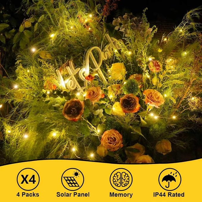 QITONG Solar Fairy Lights, 4 Pack Each 33ft 100 LED Warm White Christmas Light - Image 2