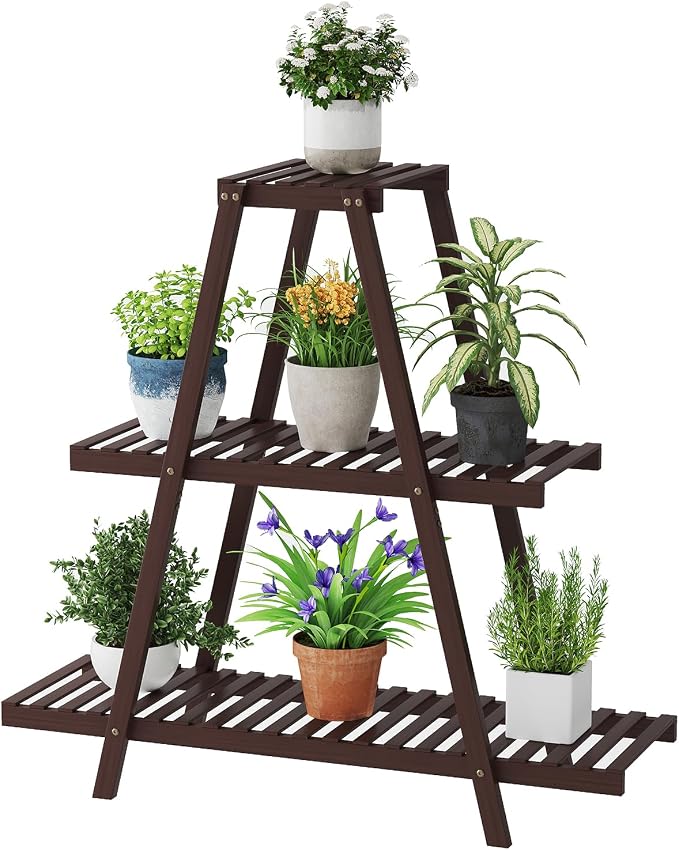 Plant Stand For Indoor Outdoor Tiered Plant Shelf 3 Tier 8 Potted Bamboo Flower by LifeTakesaDifferentTurn