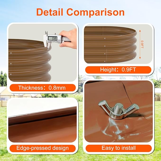 Raised Garden Bed Outdoor 2 Sets Oval Large Coating Metal Planter Box - Image 6