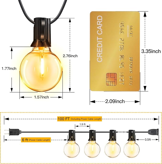 Ollny 100FT Outdoor String Lights, Waterproof Connectable Shatterproof Outside - Image 4