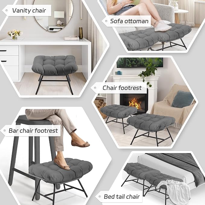 BULEXYARD 2 Pieces Outdoor Patio Ottomans, Indoor Outdoor Wicker Footrest - Image 8
