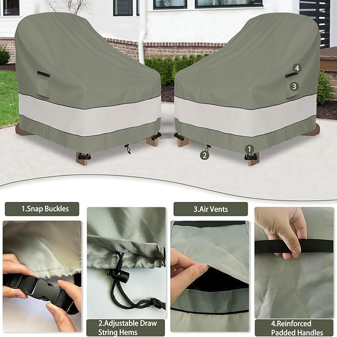 Outdoor Adirondack Chair Cover 2 Pack, Waterproof 100% Patio Chair Covers - Image 4