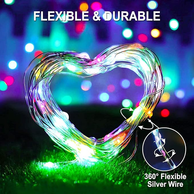 JMEXSUSS 4 Pack 100 LED Solar Christmas Lights, 33ft Solar String Lights - Image 7
