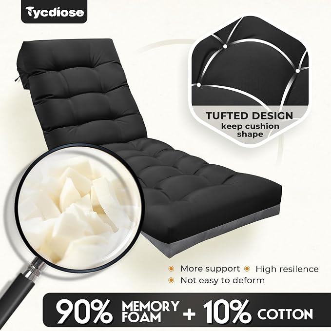 Outdoor Lounge Chair Cushion, Waterproof Replacement Chaise Lounge Cushions - Image 5