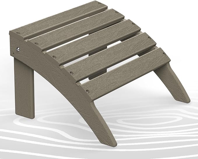 BRIOPAWS Adirondack Ottoman | Folding | HDPE Plastic | Wood Grain Outdoor Foot by BRIOPAWS