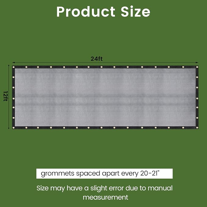60-70% 12 FT X 24 FT Mesh Tarp/Shade Cloth 9-Needle Knitted Heavy Duty Black - Image 6