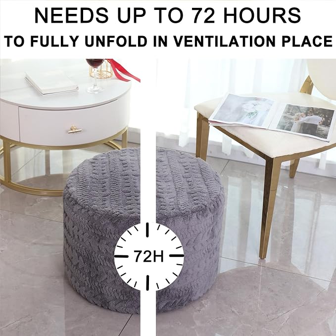 Asuprui Round Footstool Ottoman, 20x14 Inches Multi-Functional Modern Foot Stool - Image 3