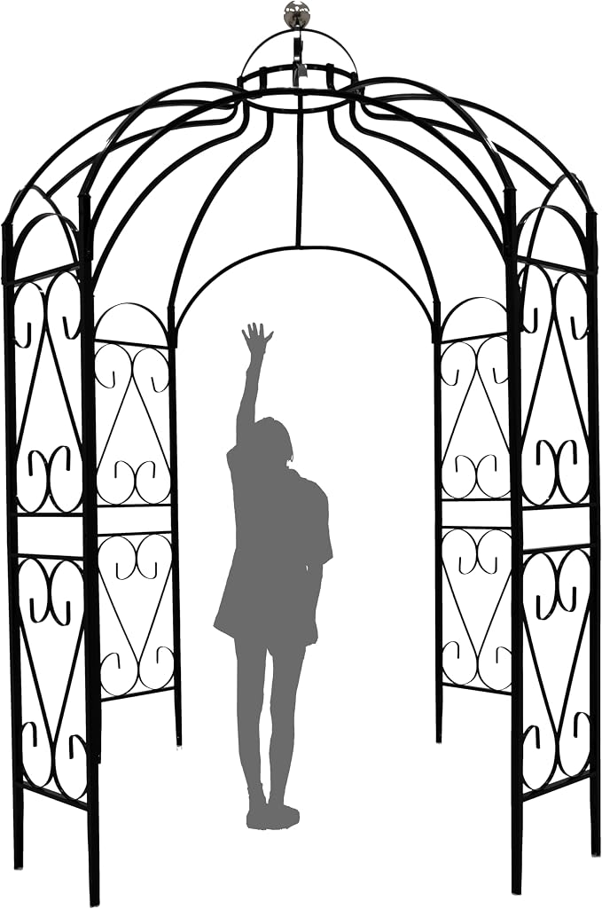 OUTOUR Versatile Oversized 9FT Iron Garden Gazebo Arbor Arbour Heavy Duty Metal by OUTOUR