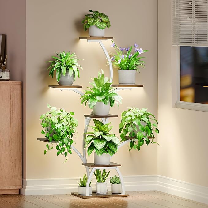 Plant Stand Indoor with Grow Lights, 6 Tiered Plant Shelf Indoor, Lighted by CODACE