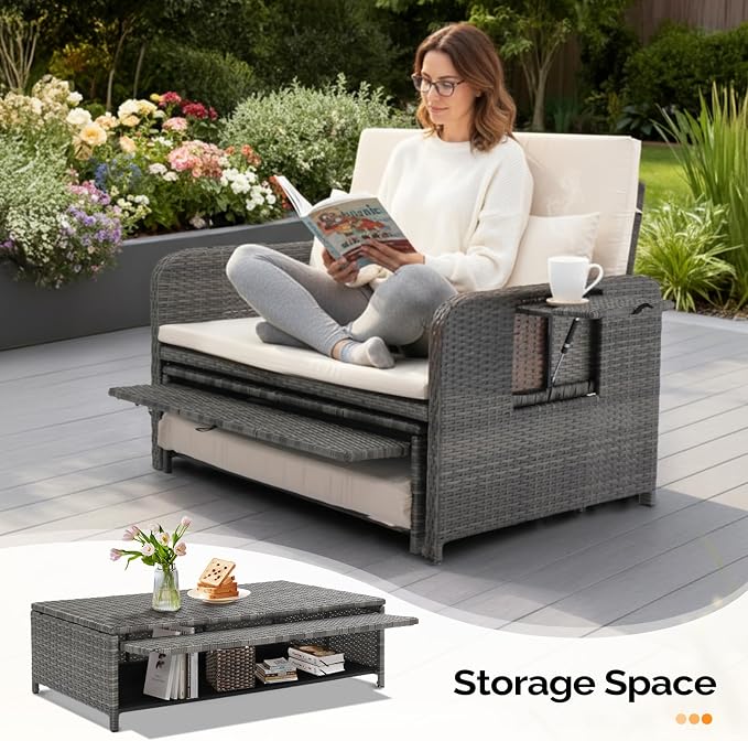 VINGLI Patio Daybed, Wicker Outdoor Daybed - Image 7