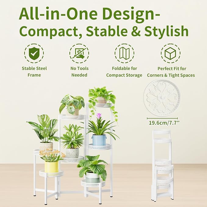 7 Tier Plant Stand Indoor Outdoor, Corner Tiered Plant Stands, Planter Display - Image 5