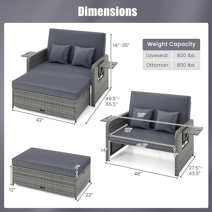 HAPPYGRILL Patio Rattan Wicker Daybed - Image 9