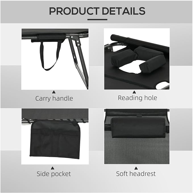 Outsunny Folding Chaise Lounge - Image 5