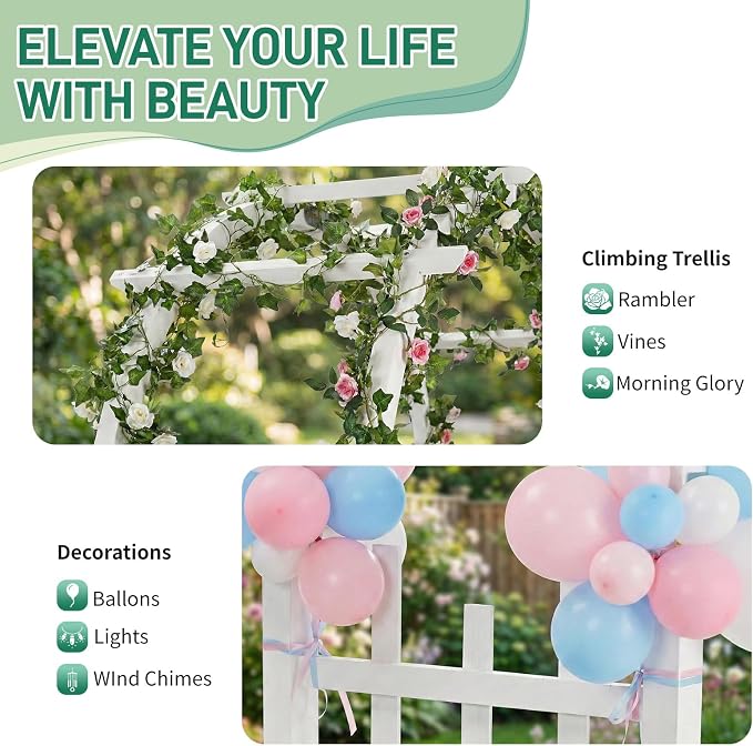 VINGLI Wooden Garden Arbor, Heavy Duty Outdoor Frame Trellis - Image 4