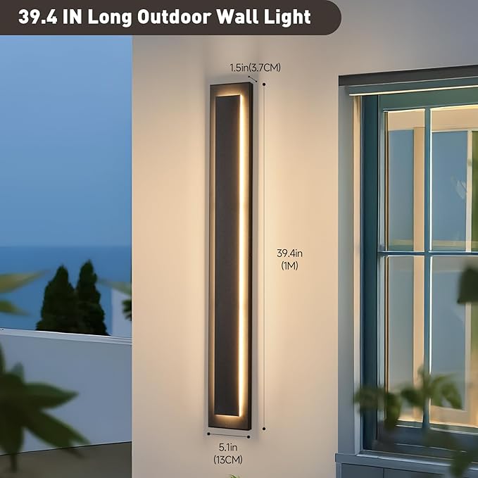 .  Long Outdoor LED Wall Lights, Modern Exterior Garage Wall Light - Image 4