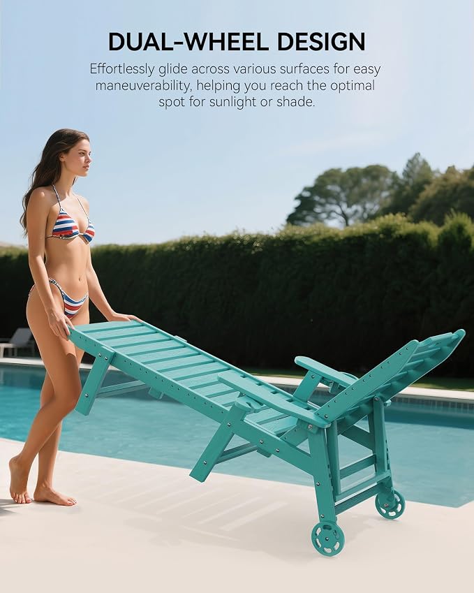 Carauci Lounge Chair Outdoor Set of 2, HDPE Chaise Lounge - Image 4