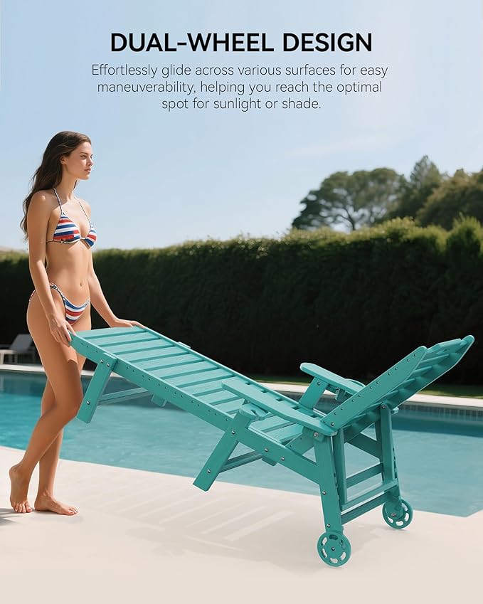 Carauci Lounge Chair Outdoor Set of 4, HDPE Chaise Lounge - Image 4