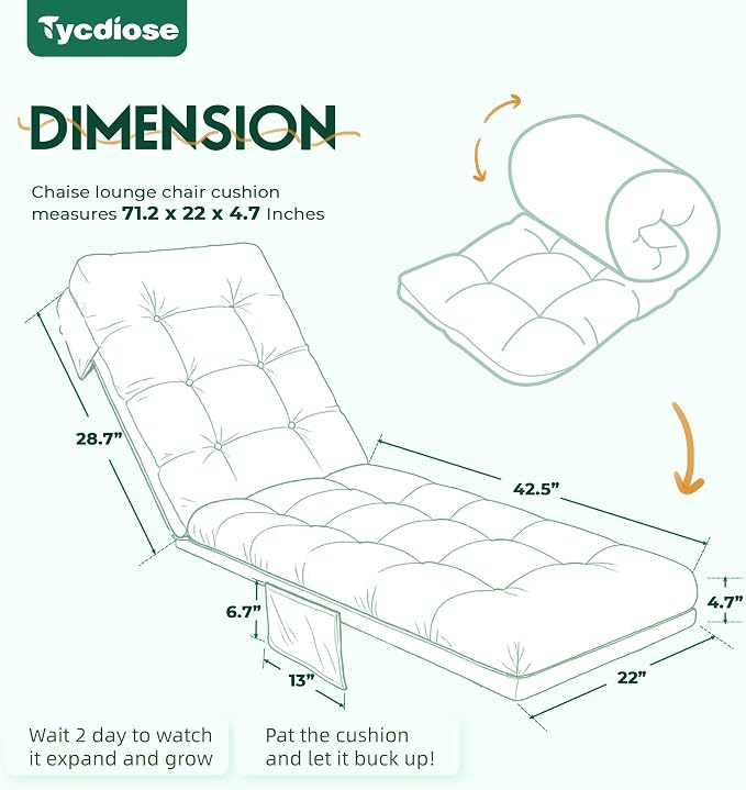 Outdoor Chaise Lounge Chair Cushion, Non-Slip Patio Lounge Chair Cushions - Image 3