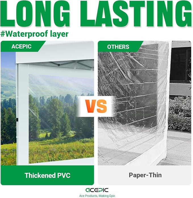 Clear Canopy Sidewalls for 10x10 Pop Up Tent, Transparent Window Curtain Cloth - Image 4