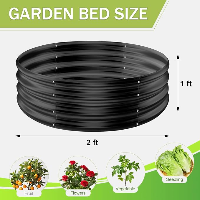 AHEONLAR 3Pack 2x2x1 ft Round Galvanized Raised Garden Bed Kit Round Metal - Image 2