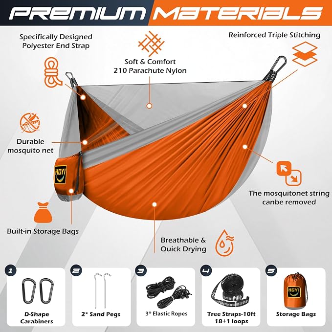 Camping Hammock Mosquito Net, Double & Single Portable Hammocks Hammocks - Image 2