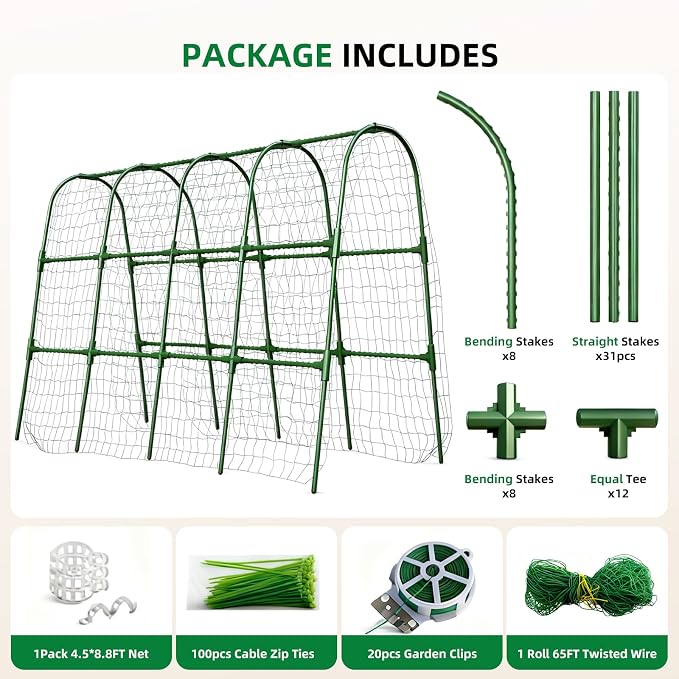 Cucumber Trellis for Raised Bed, U-Shape Garden Arch Metal Support for Climbing - Image 6