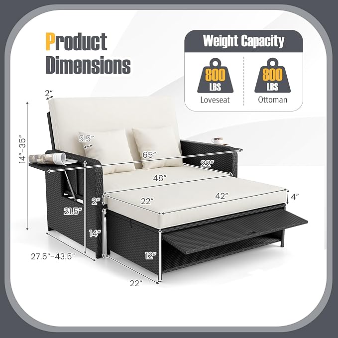RELAX4LIFE Wicker Patio Outdoor Daybed - Image 3