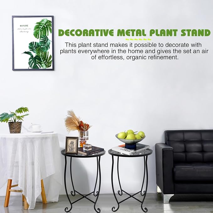 Small Side Tables for Small Space, 2 Pack Metal Outdoor Indoor Side Table - Image 3