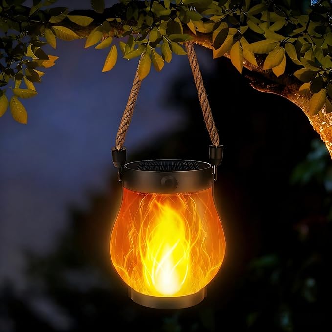 iBaycon 1 Pack Solar Lanterns Lights, Halloween Flickering Flame Garden Lights by iBaycon