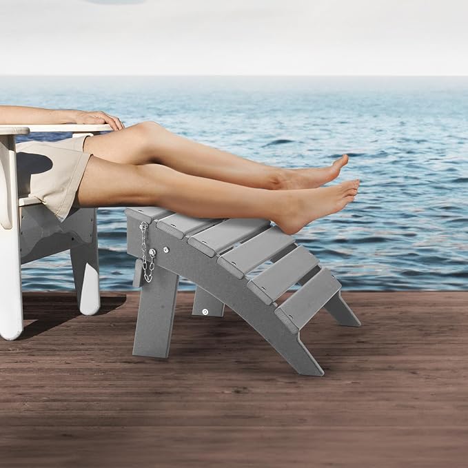 VEVOR Adirondack Ottoman, 16.9L x 18.9W x 13H Inch HDPE Plastic Folding - Image 8