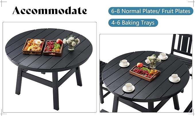 AMERLIFE 5 Piece HDPE Outdoor Dining Table & Chairs Set, All-Weather Patio - Image 8