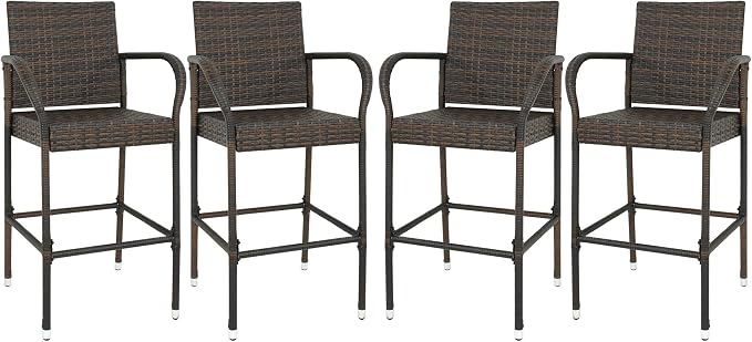 SUPER DEAL Upgraded Wicker Bar Stool Chairs Outdoor Backyard Rattan Chair by Superdeal