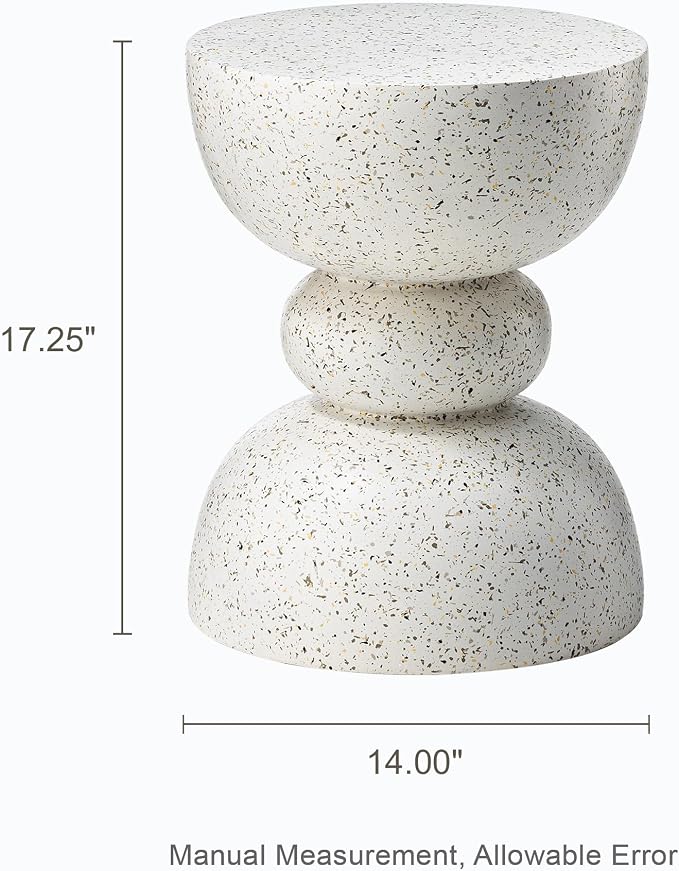Glitzhome Outdoor Side Table, Round Accent End Table, Lightweight Faux Terrazzo - Image 3