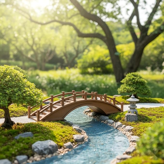 LOGOFUN Miniature Wood Arch Bridge Figurine Mini Wood Bridge Model Tiny Arch - Image 3