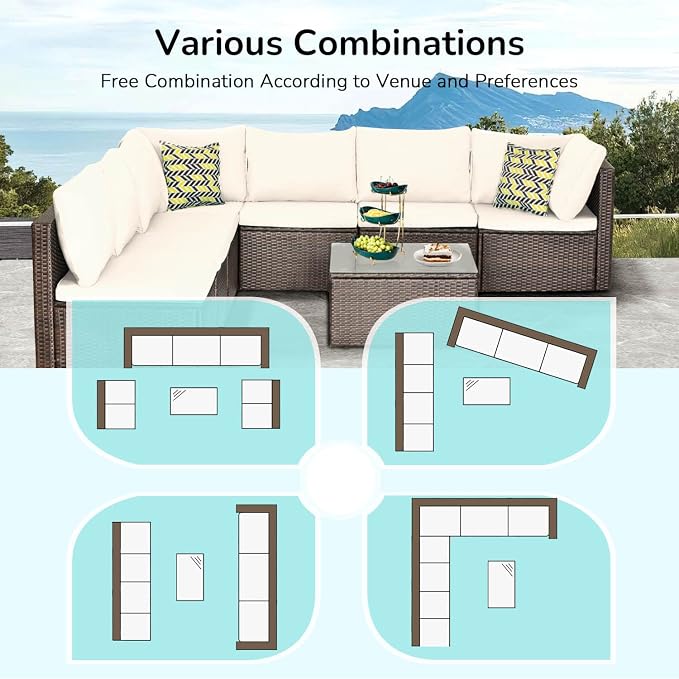 PayLessHere 8 Piece Patio Furniture Set Outdoor Furniture Sectional Sofa Set - Image 5