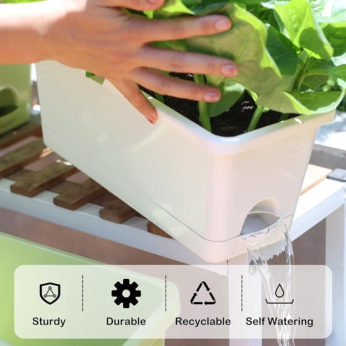 Window Box Planter 6 Packs, 13.8 Inches Rectangle Flower Pots - Image 2