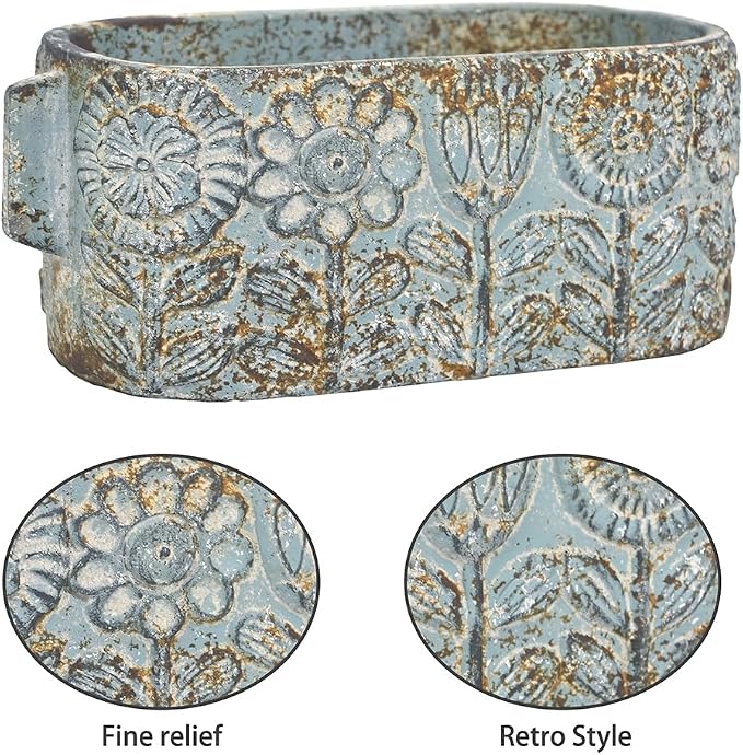 8 inch Blue Pots Planters Indoor Plants Succulent Pots Rectangle Window Box - Image 3