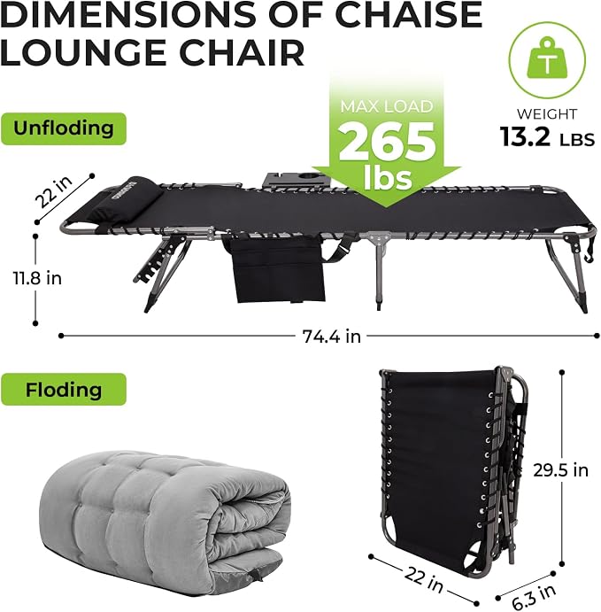 FUNDANGO Folding Chaise Lounge Chair - Image 2