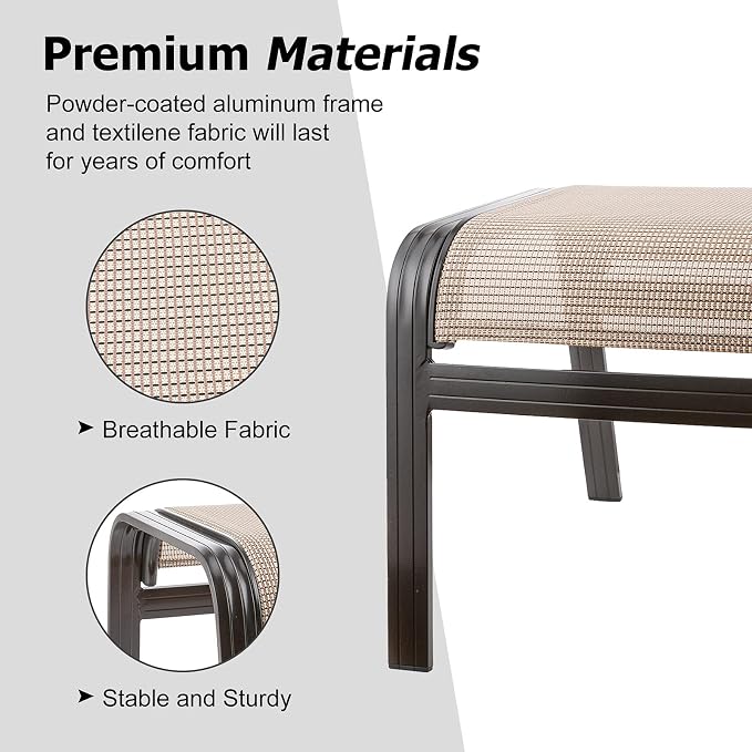 Outdoor Patio Footstools Aluminum Outdoor Ottomans Footrest Small Seating - Image 4